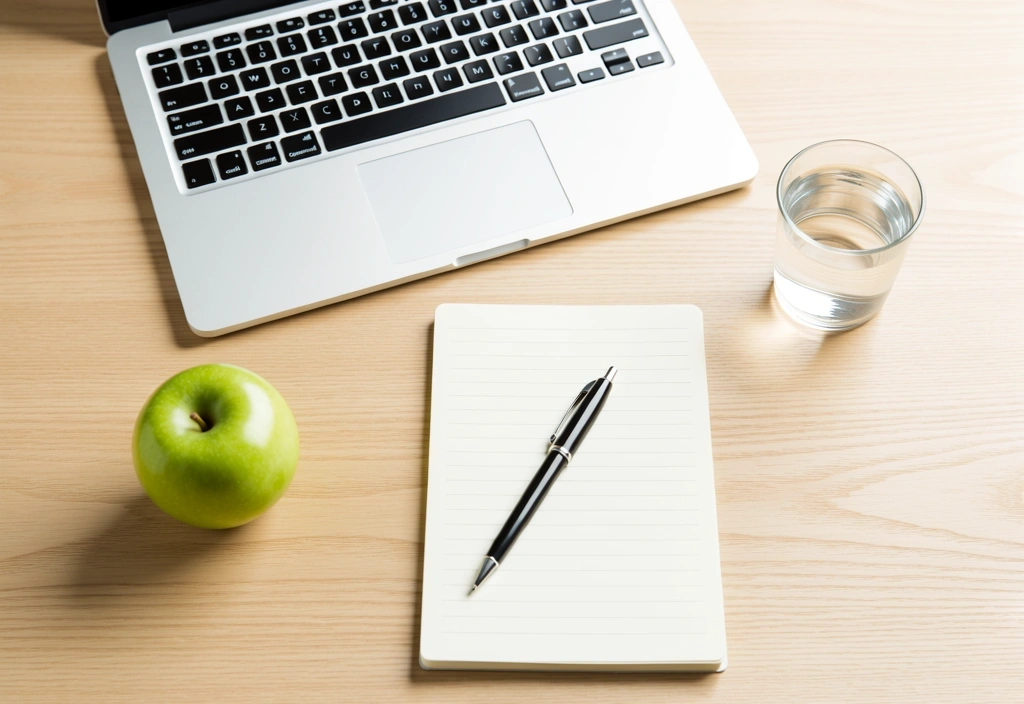 Arbeitsplatz mit Fokus auf Ernährung